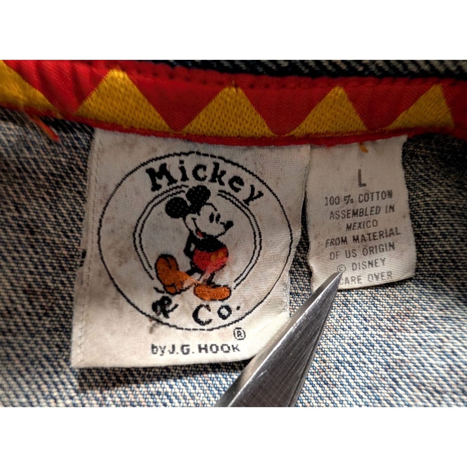 Vintage VINTAGE Mickey BY J.G Hook Men's Jean Jacket One Point Embroidery Sequined L Blue/Red 80s Casual Mens Size US 31 - 4 Thumbnail