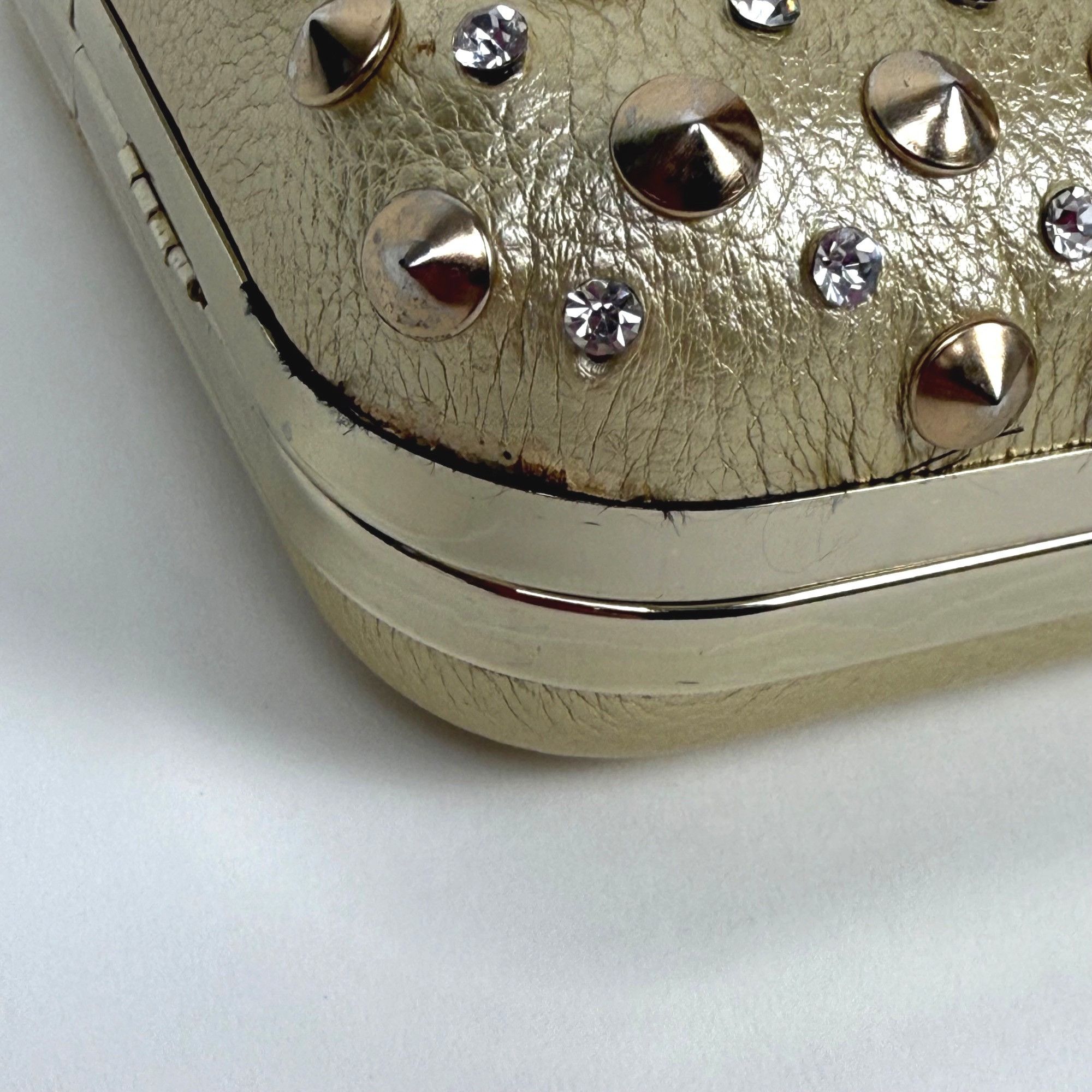 Other Gold Studded Rhinestone Clutch Evening Bag Edgy Sparkly Form Size ONE SIZE - 6 Thumbnail