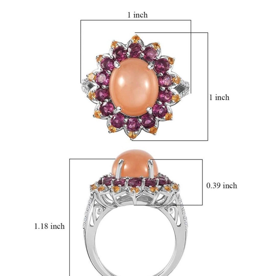 Other Peach moonstone rhodolite ring in sterling silver size 7 Size ONE SIZE - 14 Thumbnail