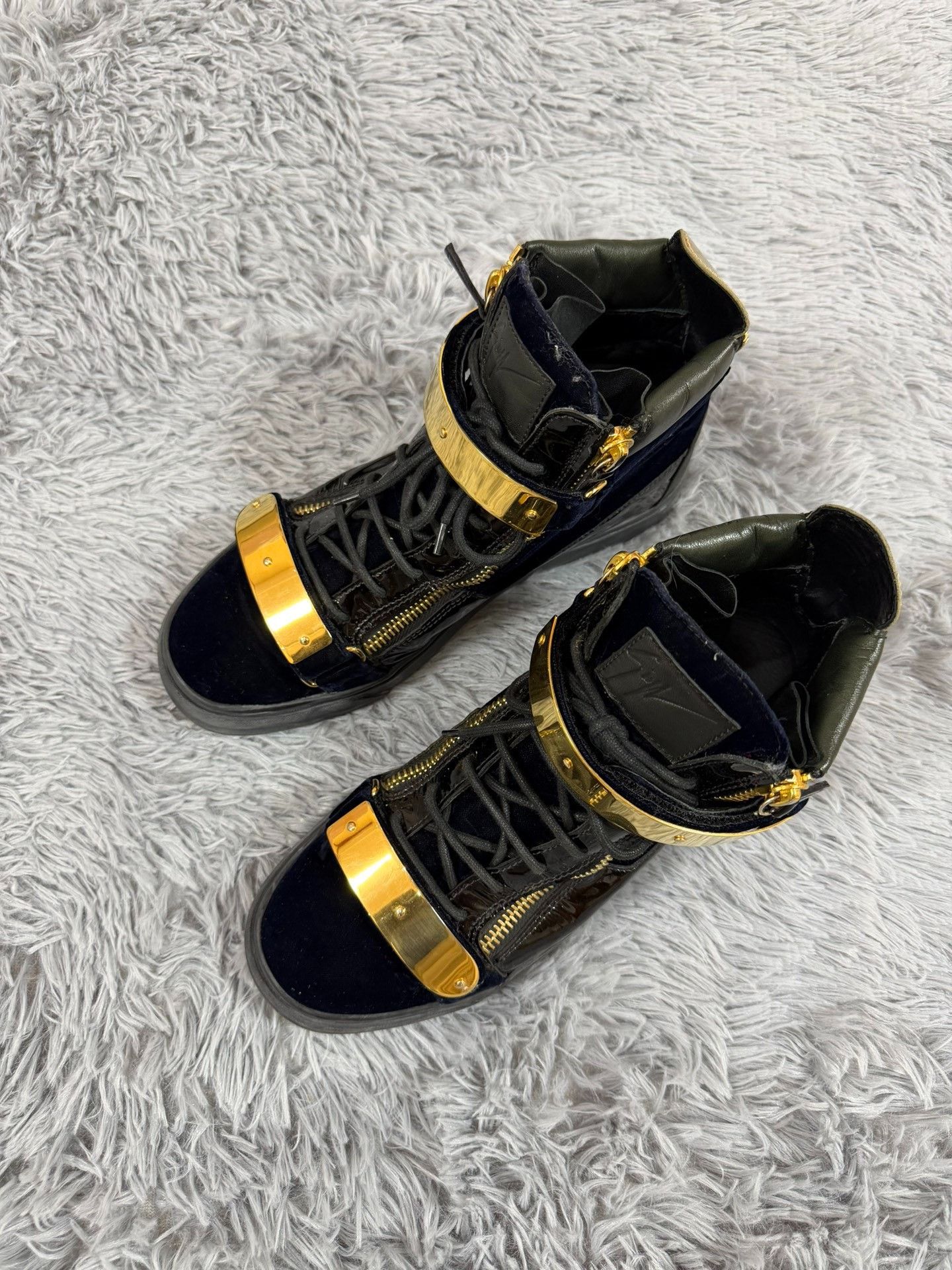 Giuseppe Zanotti Giuseppe Zanotti Velvet Gold Hitop Sneakers 9.5 Men Size US 9.5 / EU 42-43 - 1 Thumbnail