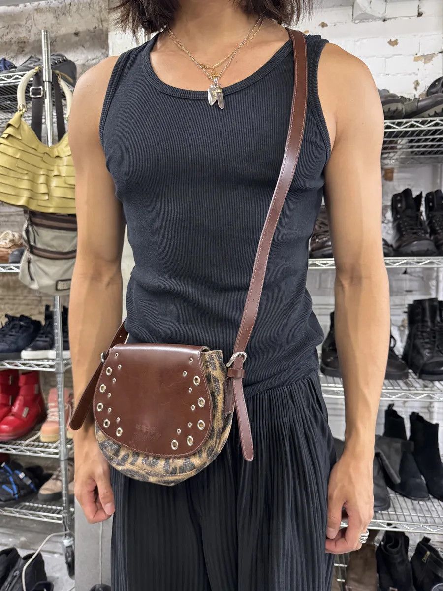 Roberto Cavalli Roberto Cavalli Eyled Brown Leather Leopard Shoulder Bag Size ONE SIZE - 3 Thumbnail