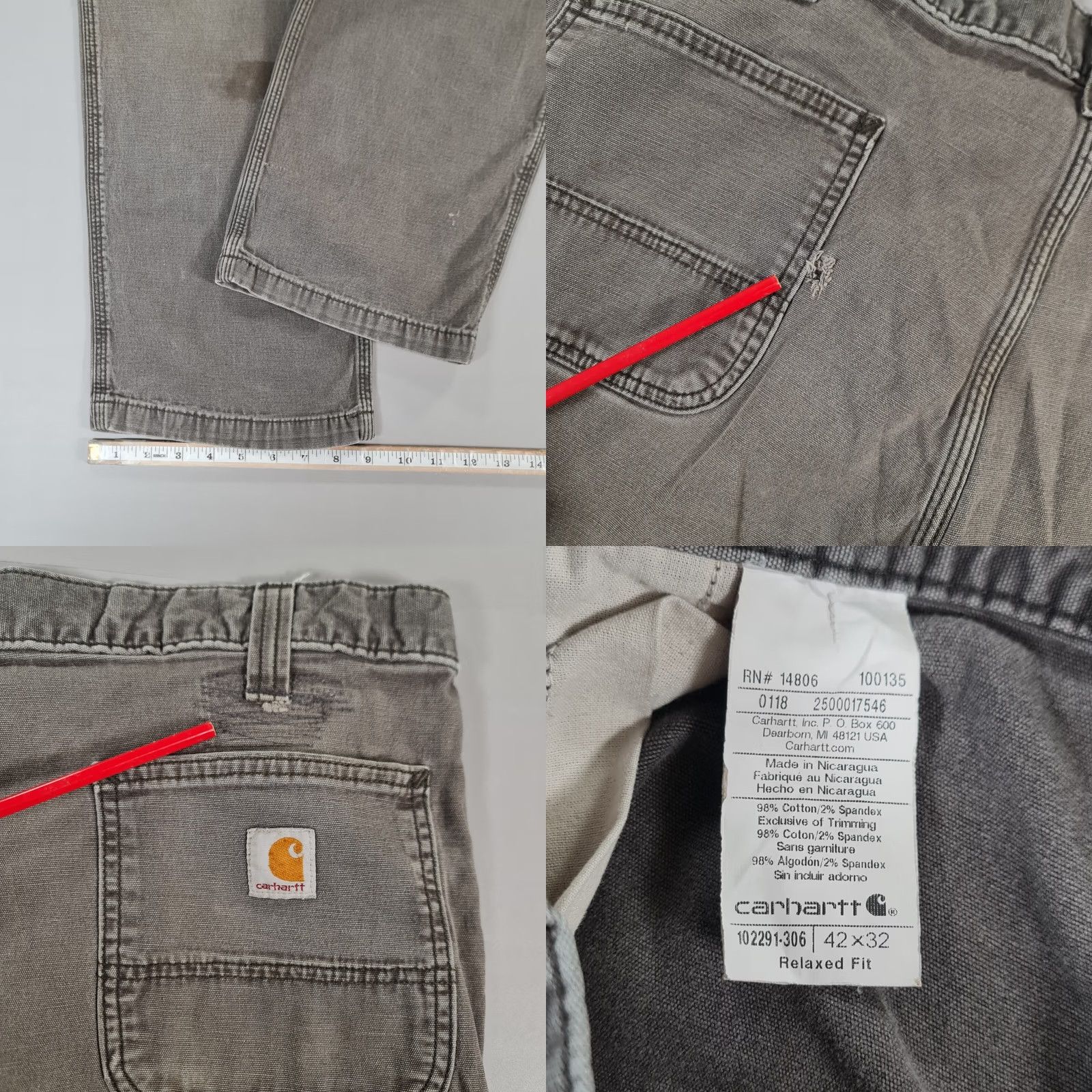 Carhartt Carhartt Mens Trousers Green W42 L32 Relaxed Fit Rugged Flex Canvas 102291-306 Size US 42 / EU 58 - 8 Thumbnail