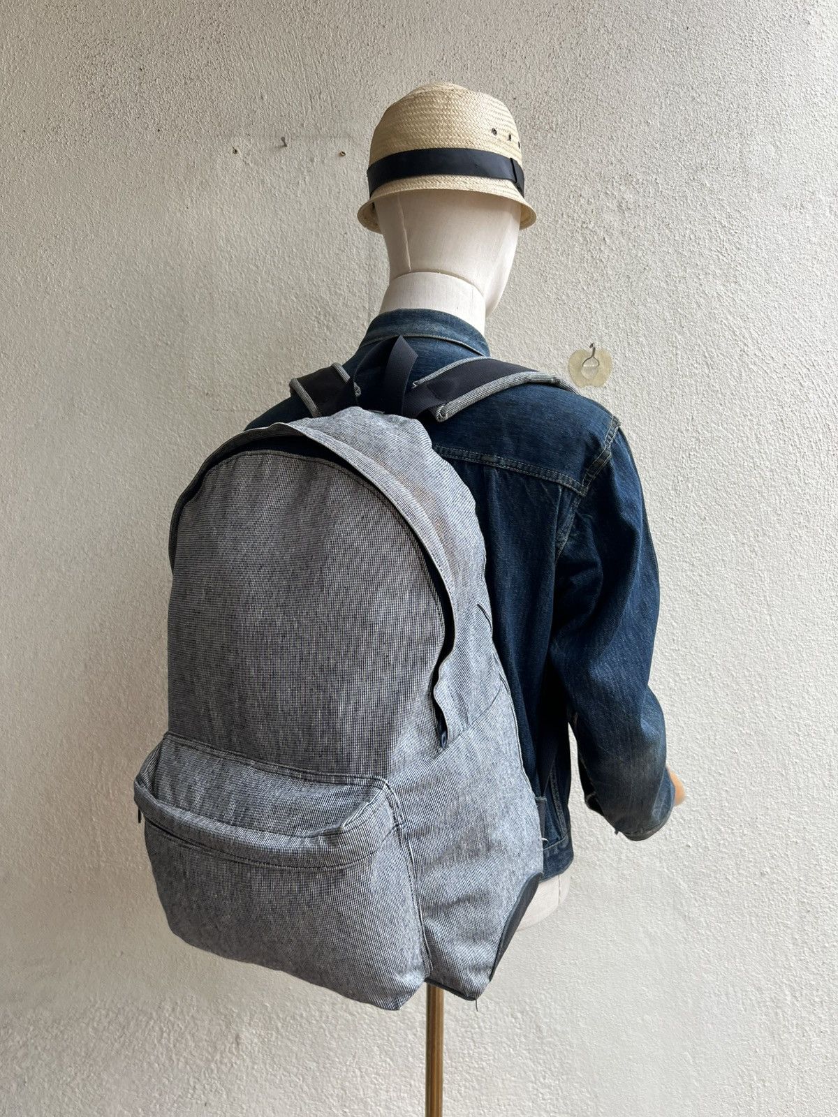 Unused Unused Japan Leather Cotton Backpack Bag Size ONE SIZE - 3 Thumbnail