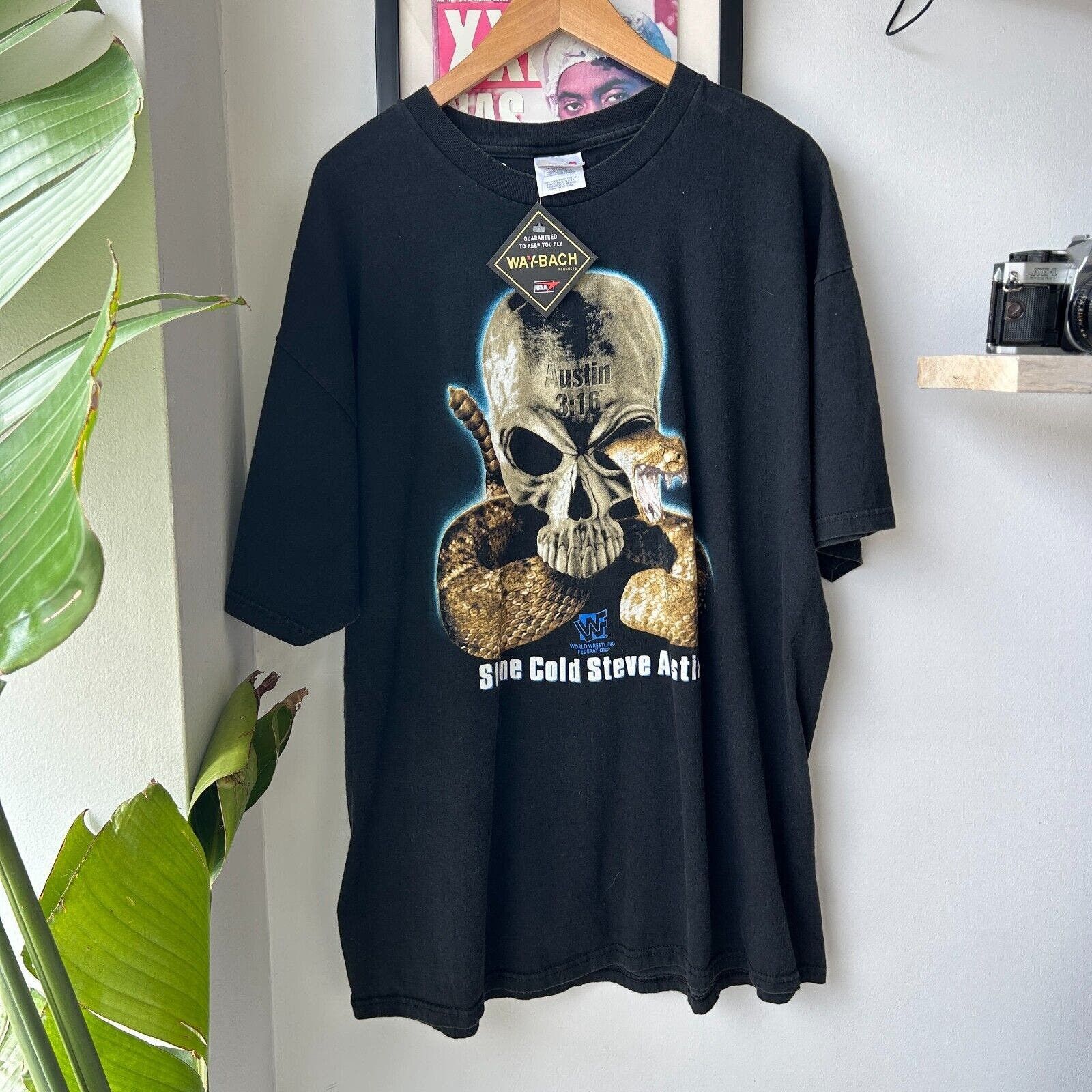 image of Hanes Vintage Wwf | Stone Cold Steve Austin Texas Rattle Snake Tee in Black, Men's (Size XL)