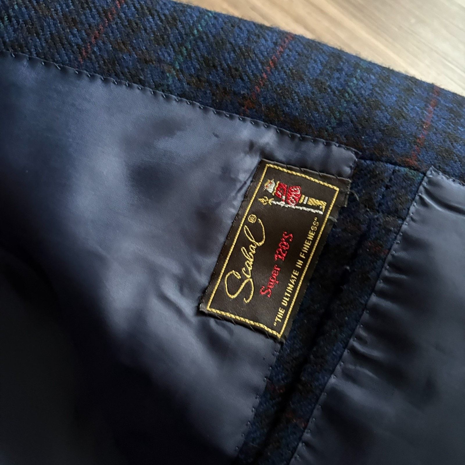 SCABAL Scabal Super 130s Wool Blue Plaid Blazer Men's Size 52R Size 52R - 3 Thumbnail