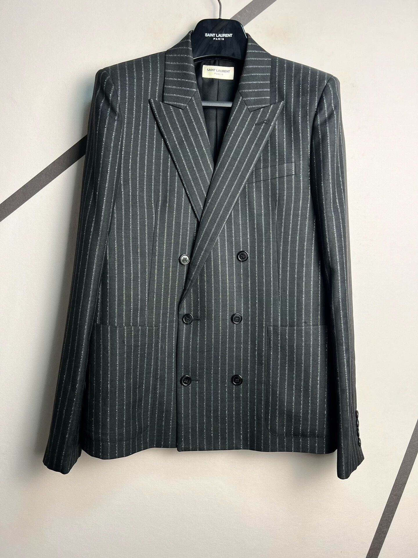 Saint Laurent Paris Saint Laurent Double-Breasted Pinstripe Blazer Size US M / EU 48-50 / 2 - 1 Thumbnail