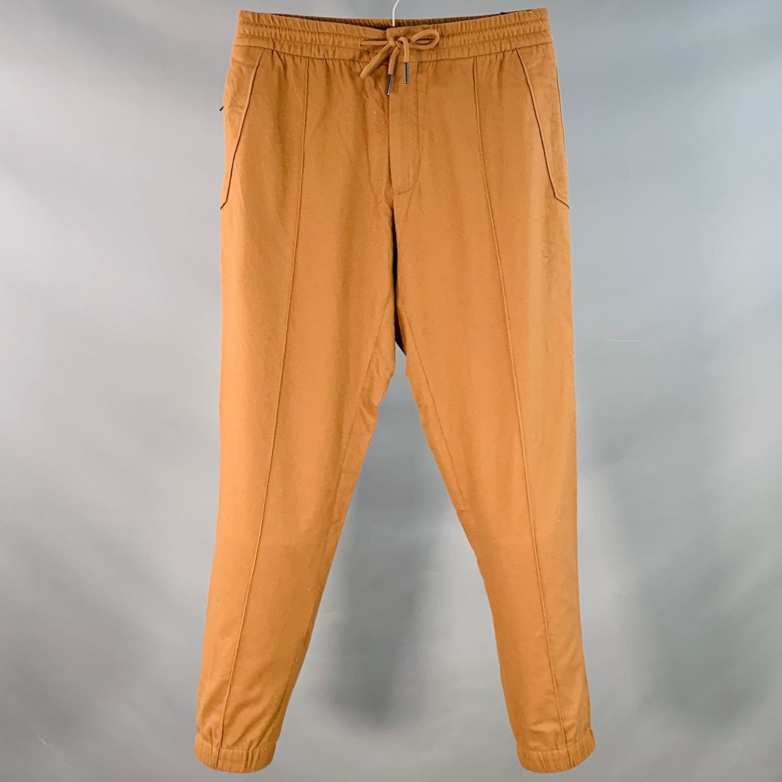Ermenegildo Zegna Brown Tobacco Wool Cashmere Silk Tapered Drawstring Pants Size US 30 / EU 46 - 1 Thumbnail