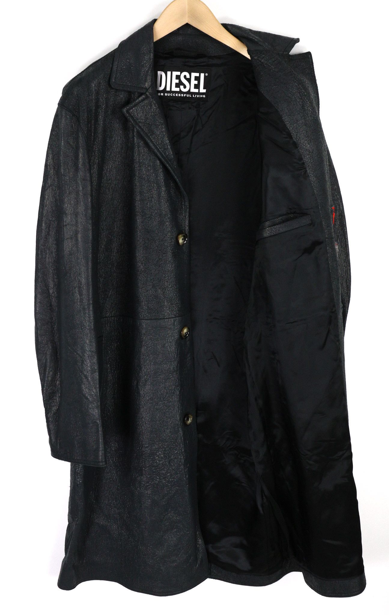 Diesel L-COAT-CRK XL Lambskin Leather Notch Lapel Coat 40084 Size US XL / EU 56 / 4 - 4 Thumbnail