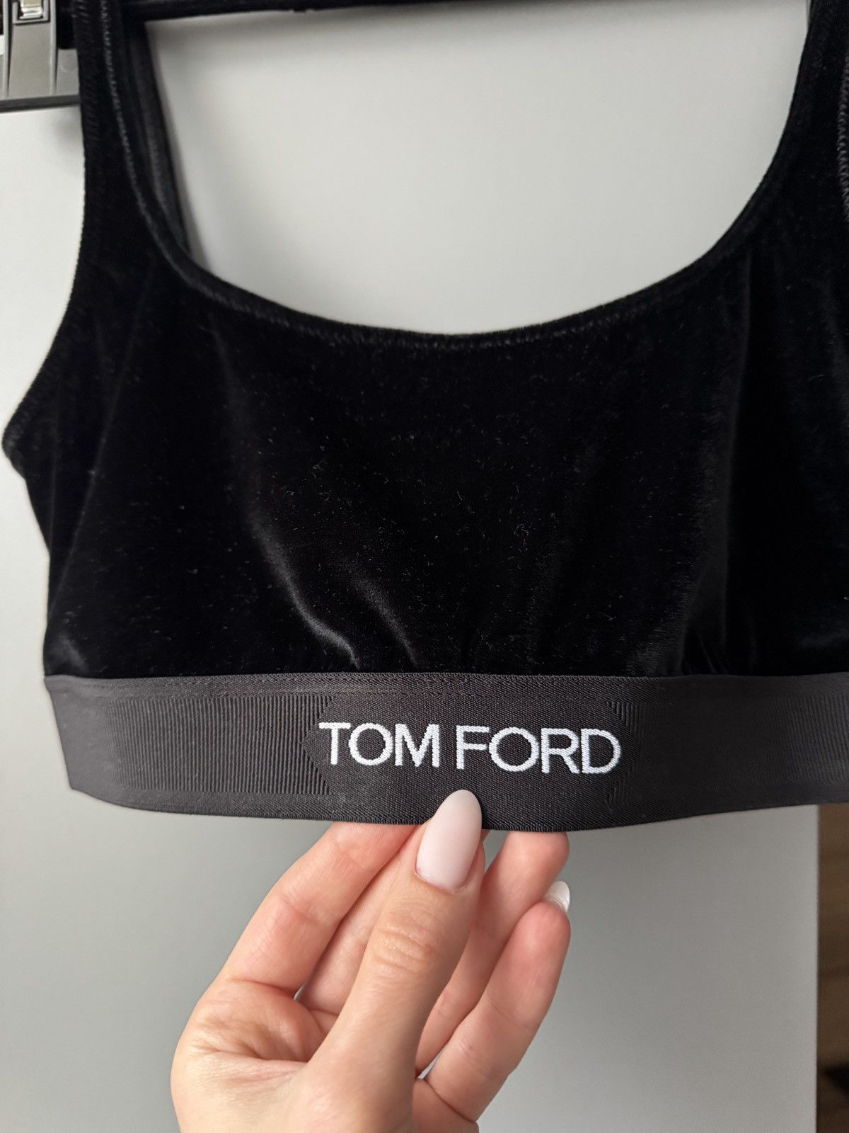 Tom Ford Tom Ford Logo Black Stretch Velour Signature Bralette Size XS / US 0-2 / IT 36-38 - 5 Thumbnail