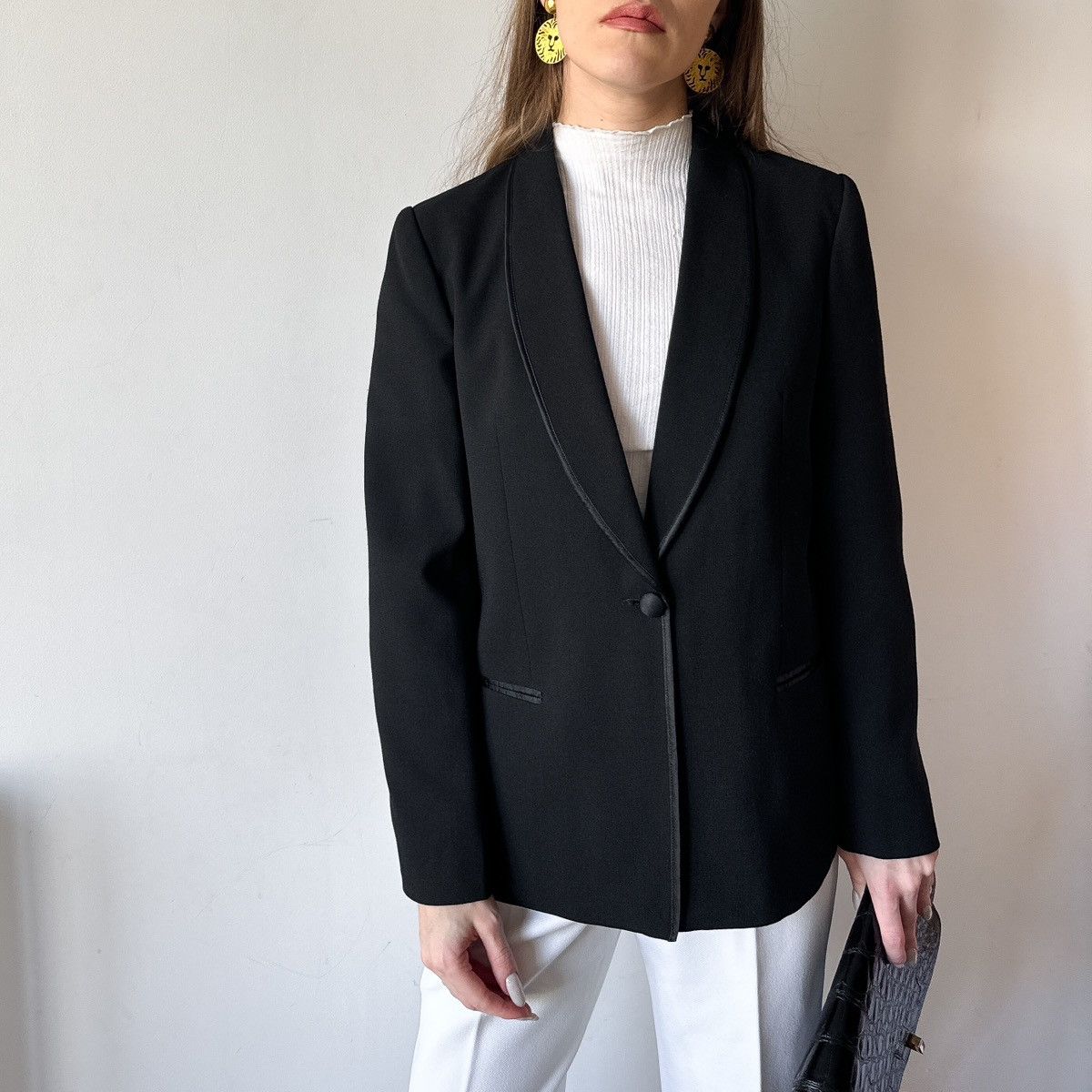 Vintage French Motys vintage wool black blazer tuxedo Paris M Size M / US 6-8 / IT 42-44 - 2 Thumbnail