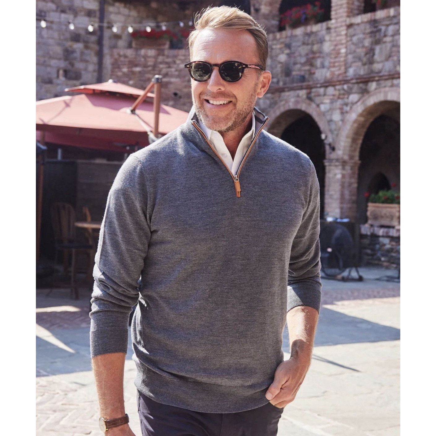 Other Collars & Co Australian Merino Wool Quarter Zip Sweater Gray Size US L / EU 52-54 / 3 - 1 Thumbnail