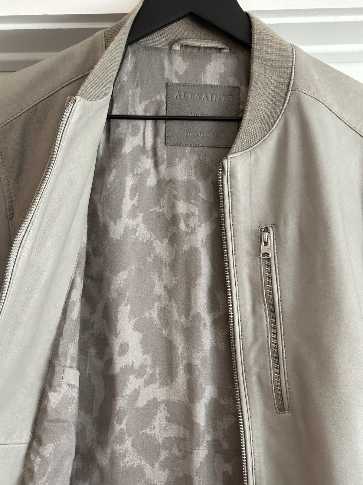 Allsaints AllSaints Miko Lamb Leather Bomber Taupe Medium Size US M / EU 48-50 / 2 - 5 Thumbnail