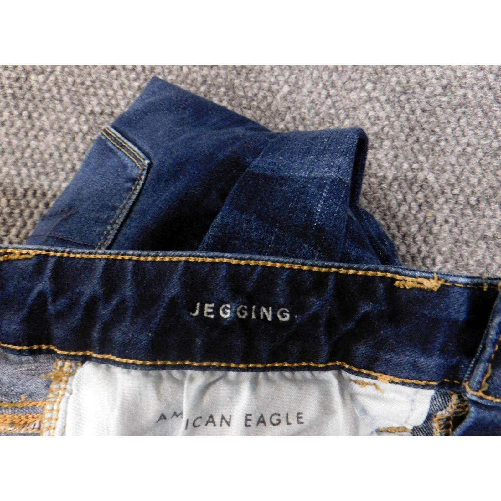 Vintage American Eagle Jeans Womens 6 Regular Jegging Skinny Stretch Denim Pants Dark Wash Blue Logo Pockets Mid Rise Zip Fly Size 28" / US 6 / IT 42 - 5 Thumbnail