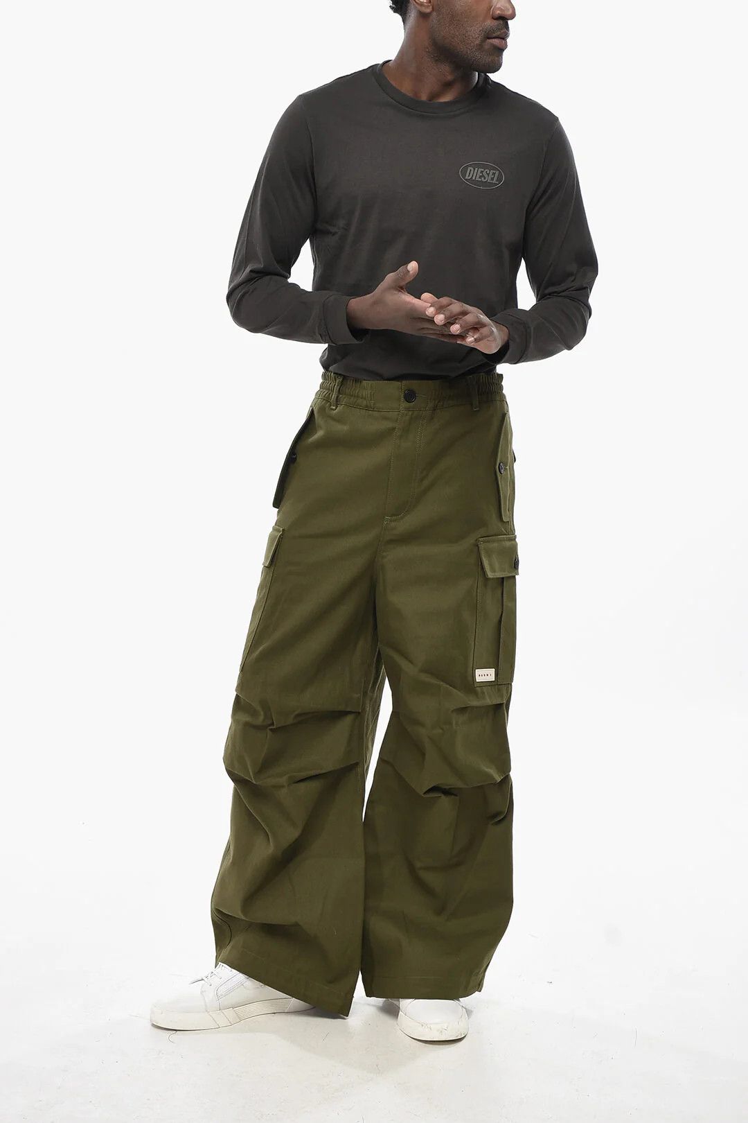 Marni og1mm0326 Cotton-Blend Cargo Pant in Military Green Size US 30 / EU 46 - 4 Thumbnail