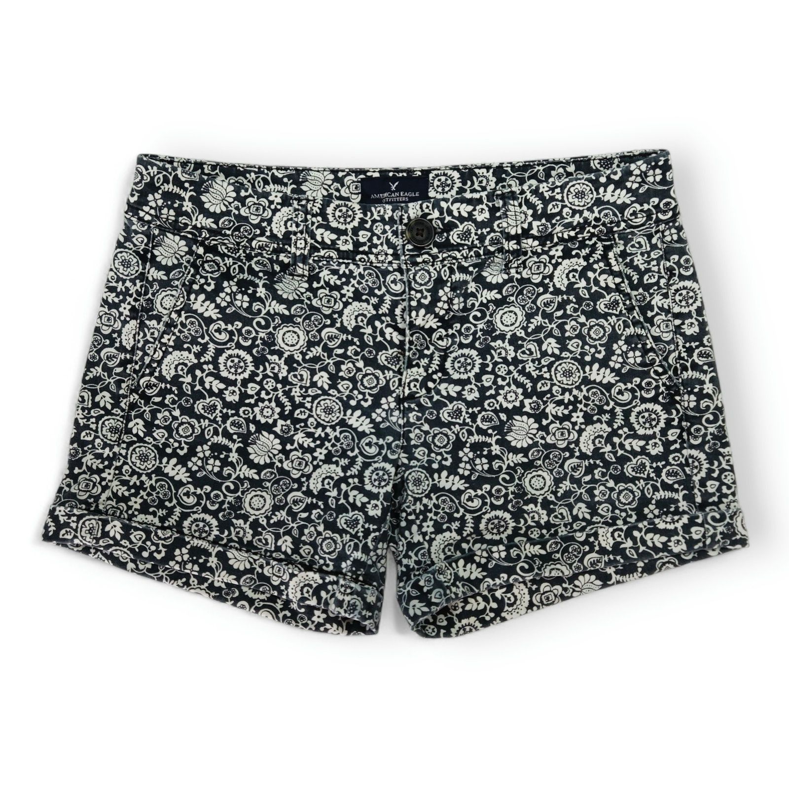 American Eagle Outfitters EUC American Eagle Midi Stretch Chino Shorts Sz. 0 Floral Size 25" / US 0 / IT 36 - 1 Thumbnail
