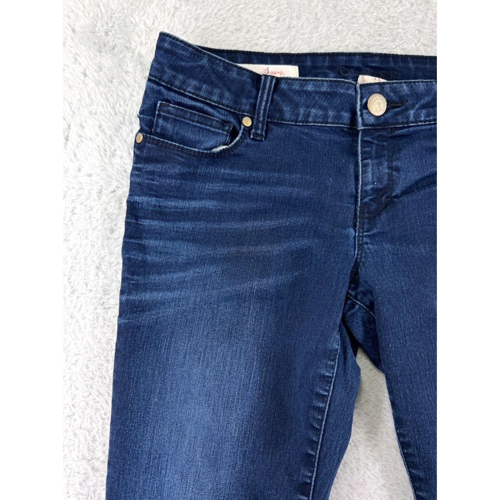 Decree Decree Womens Jeans Tapered Cotton Blend Dark Blue 11 Slim Fit Stretch Retro 2010s Girls Size 32" / US 10 / IT 46 - 7 Thumbnail