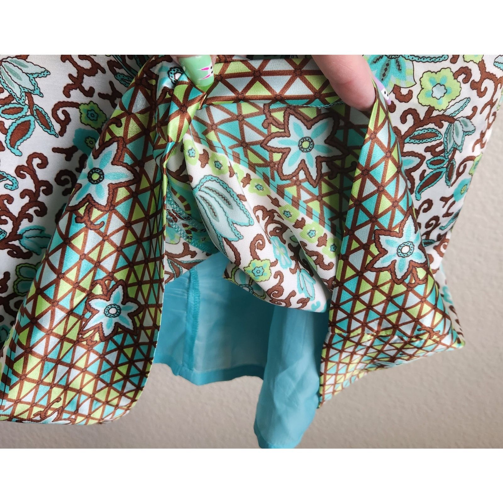 Other Rafael Teal Brown Floral Print Sleeveless Sheath Dress 10 Size L / US 10 / IT 46 - 3 Thumbnail