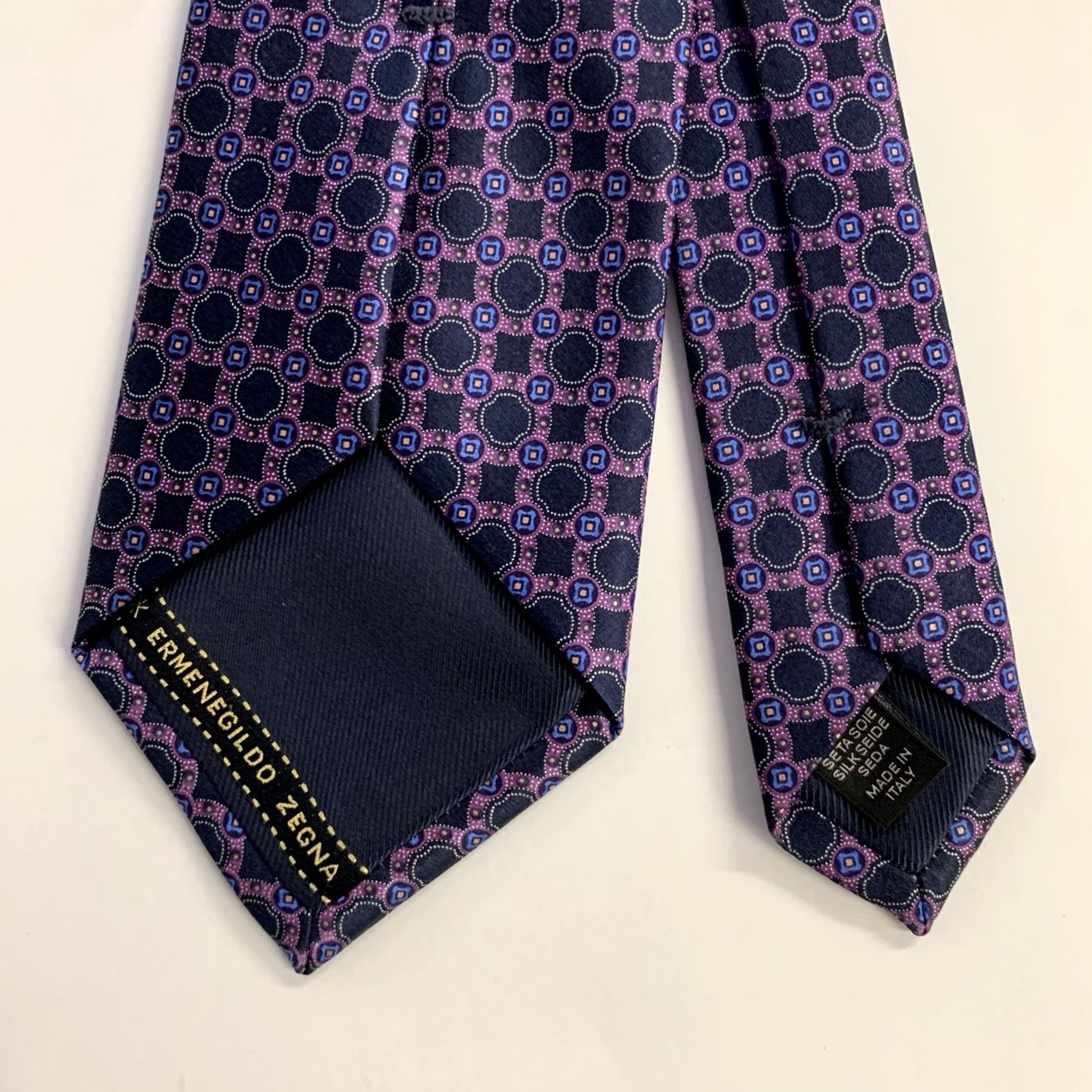 Ermenegildo Zegna ERMENEGILDO ZEGNA Purple Navy Silk Tie One Size Mens Size ONE SIZE - 2 Thumbnail
