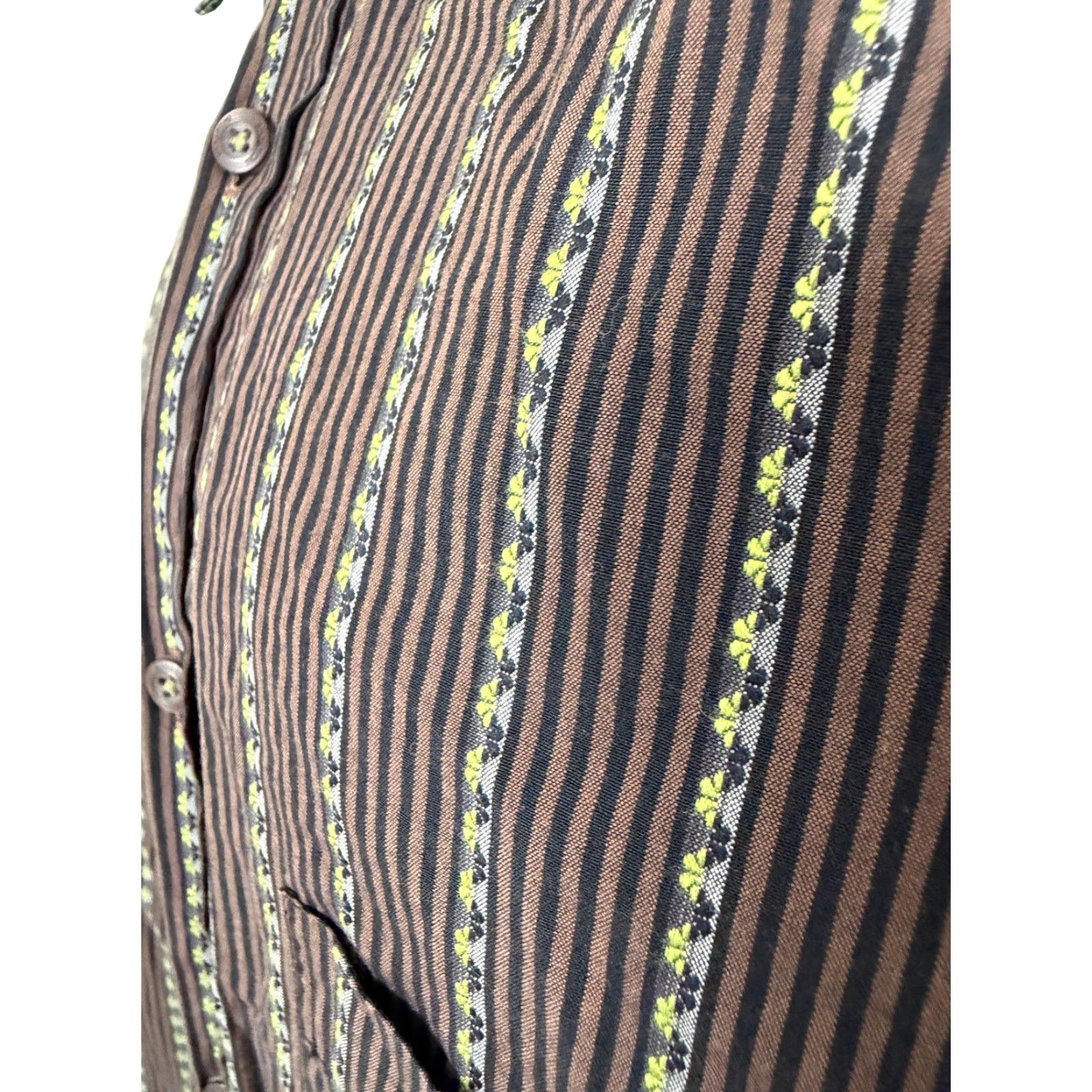 BUGATCHI VINTAGE Bugatchi Uomo Shirt Men XL Striped Button-Up Brown Black Green Size US XL / EU 56 / 4 - 6 Thumbnail