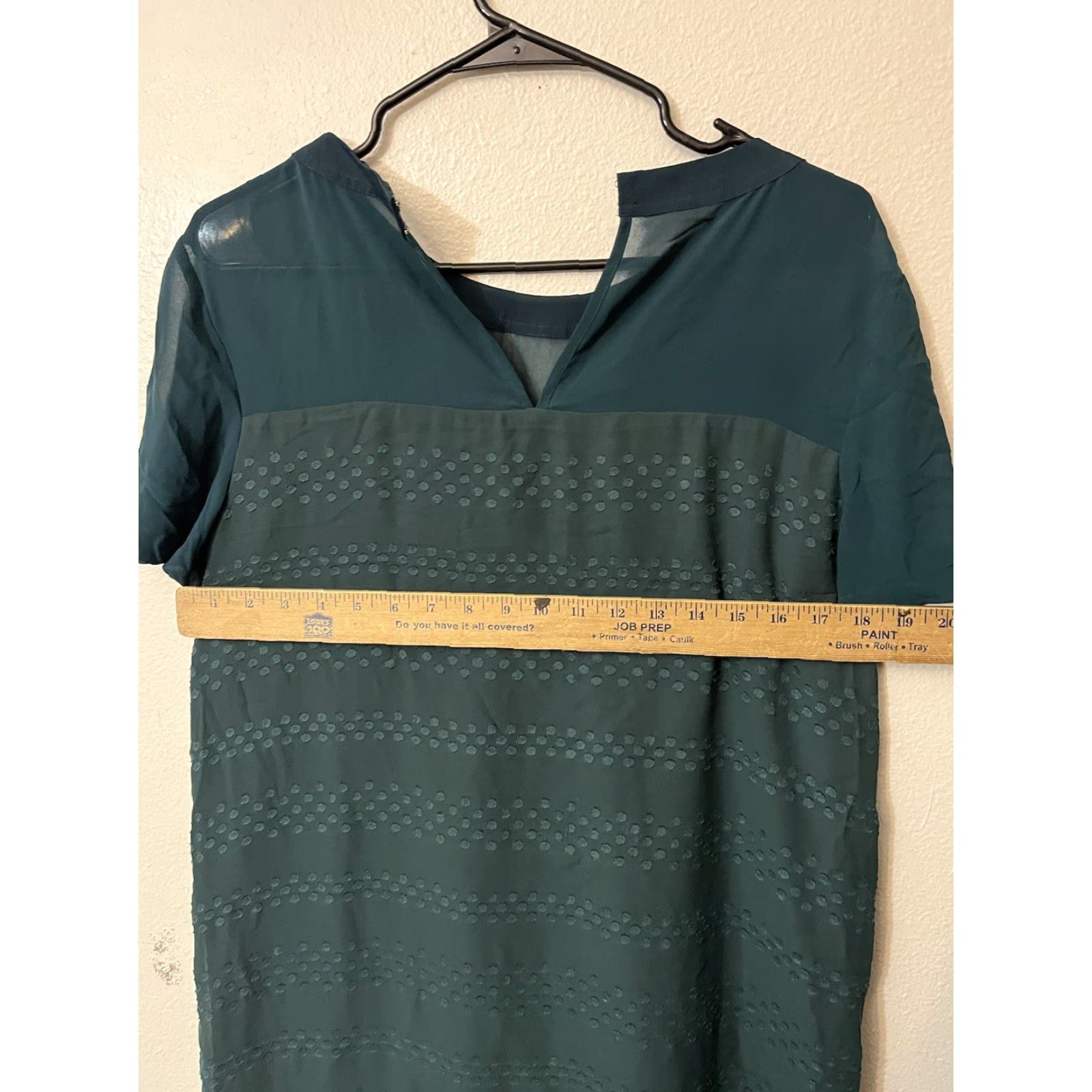 Madewell Madewell Slowbeat Shift Dress Dark Teal Size M Short Sleeve Ruffle Trim Texture Size 32" / US 10 / IT 46 - 5 Thumbnail