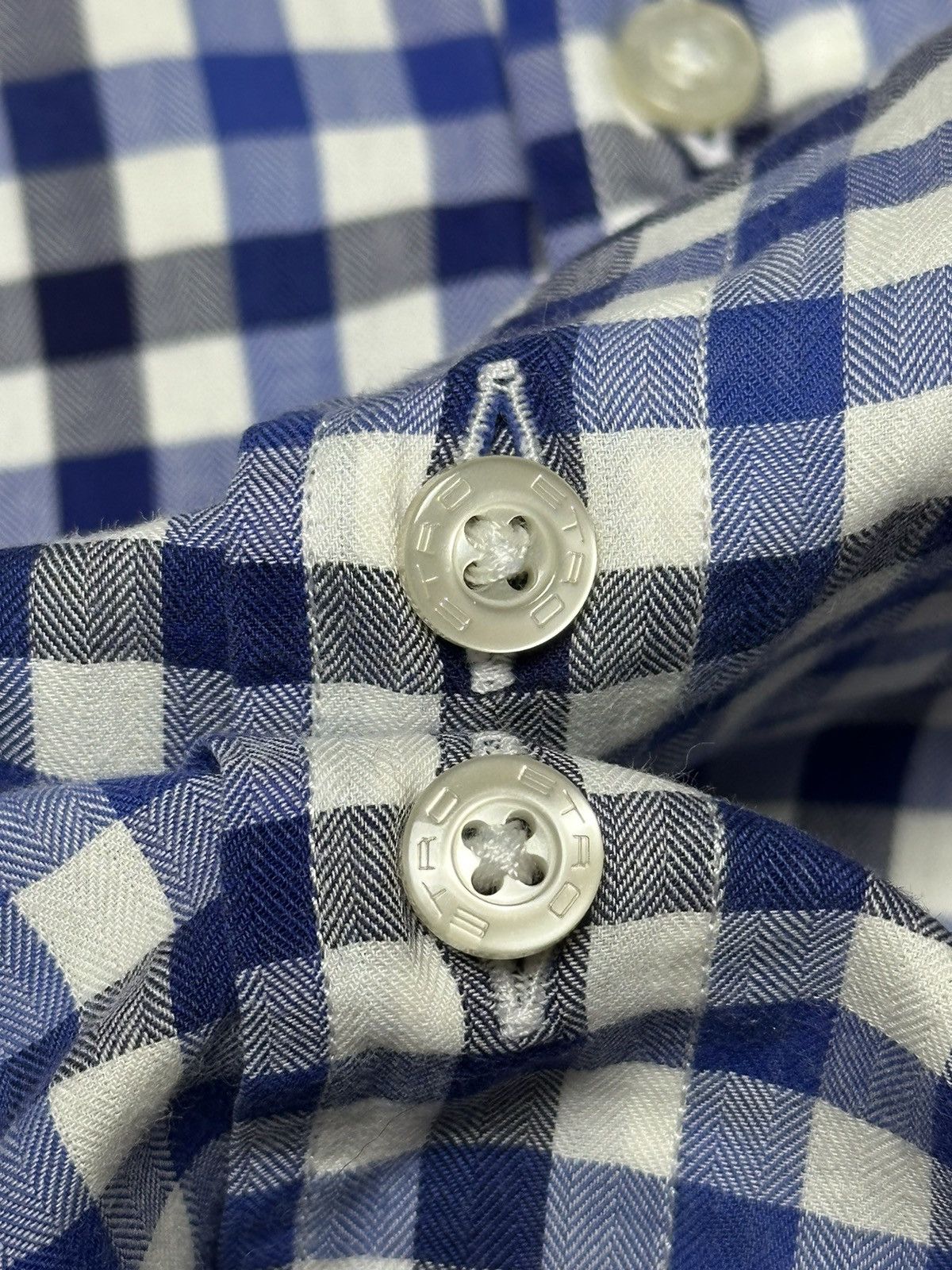 Etro Etro Checkered Blue & White Long Sleeve Shirt Size US L / EU 52-54 / 3 - 9 Thumbnail