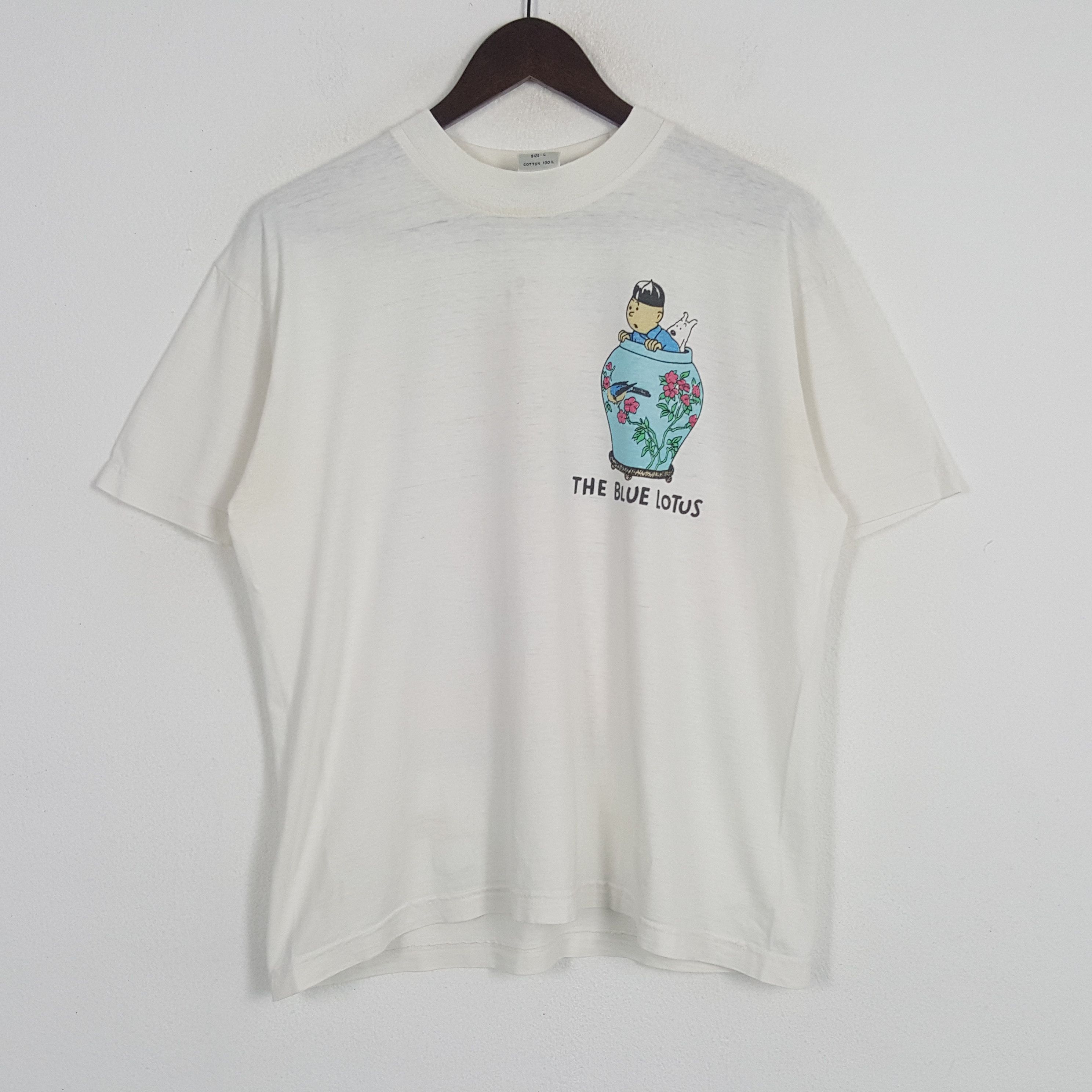 Vintage Vintage Tintin The Blue Lotus Tshirt Size US L / EU 52-54 / 3 - 3 Thumbnail
