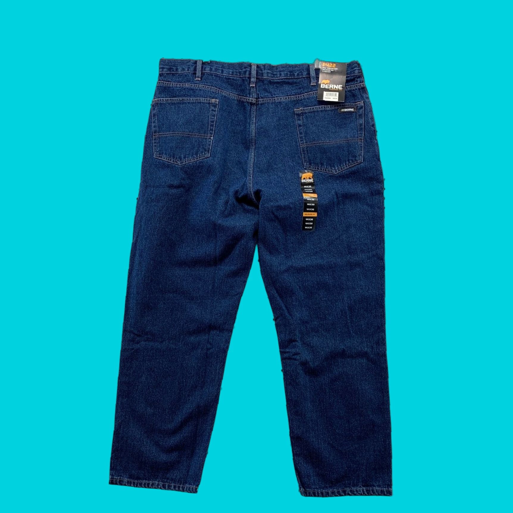Vintage Berne Denim Jeans Mens 44x30 Blue Straight Fit Workwear P422 Jeans Size US 44 / EU 60 - 1 Thumbnail