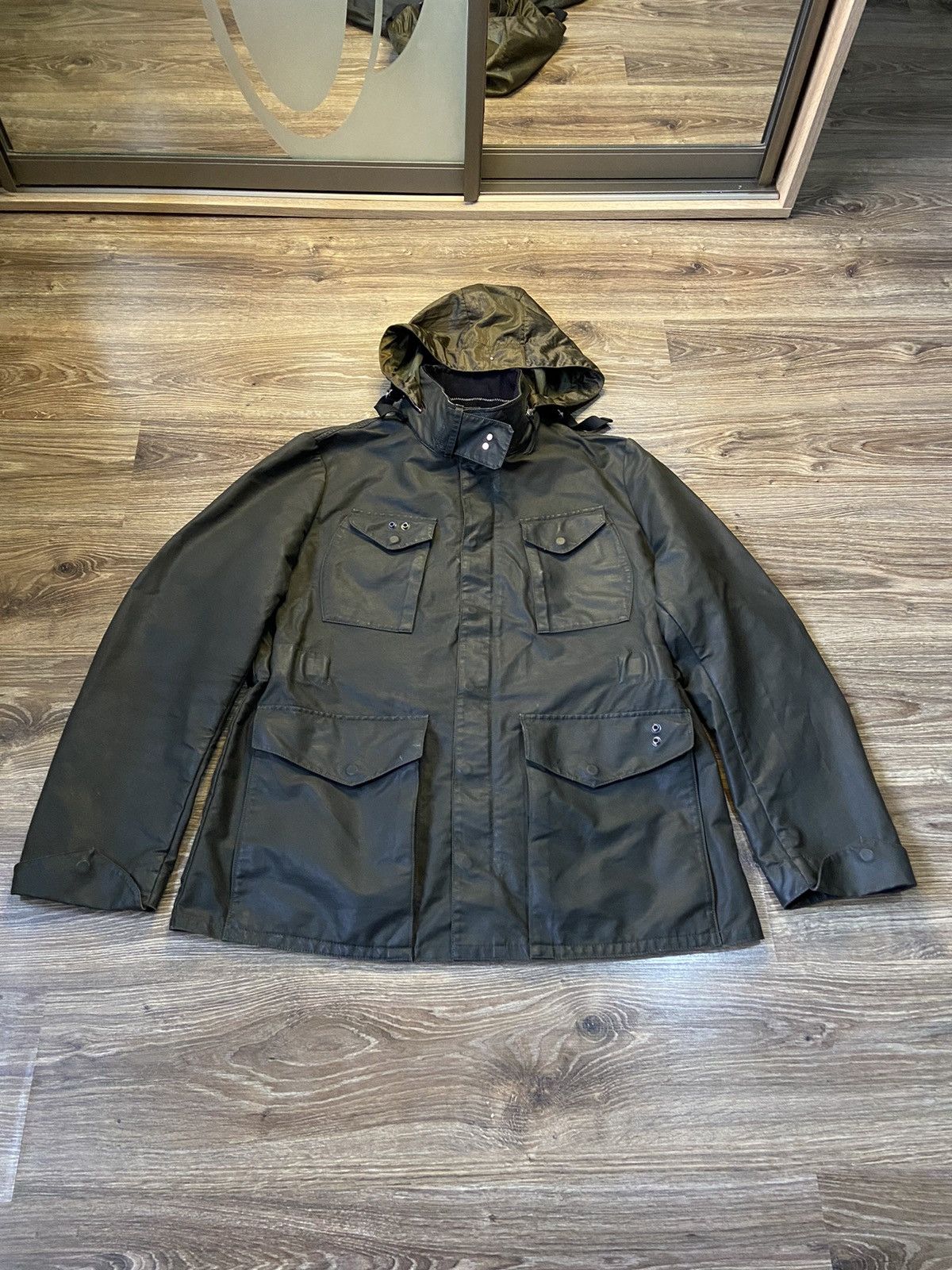 image of Ma Strum x Massimo Osti Ma.strum Massimo Osti Archive Bomber Coat Wax Jacket in Dark Green (Size XL