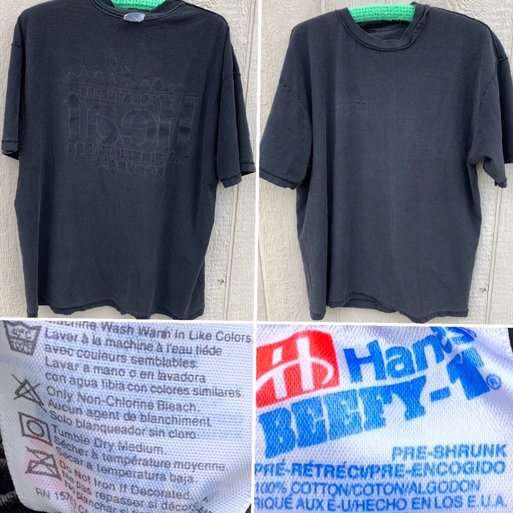 Hanes VINTAGE Hanes Football t-shirt XL Men Black Los Angeles Heat LA Firefighters FOOTBALL | Graphic Tee | Short Sleeve | Cotton Size US XL / EU 56 / 4 - 5 Thumbnail
