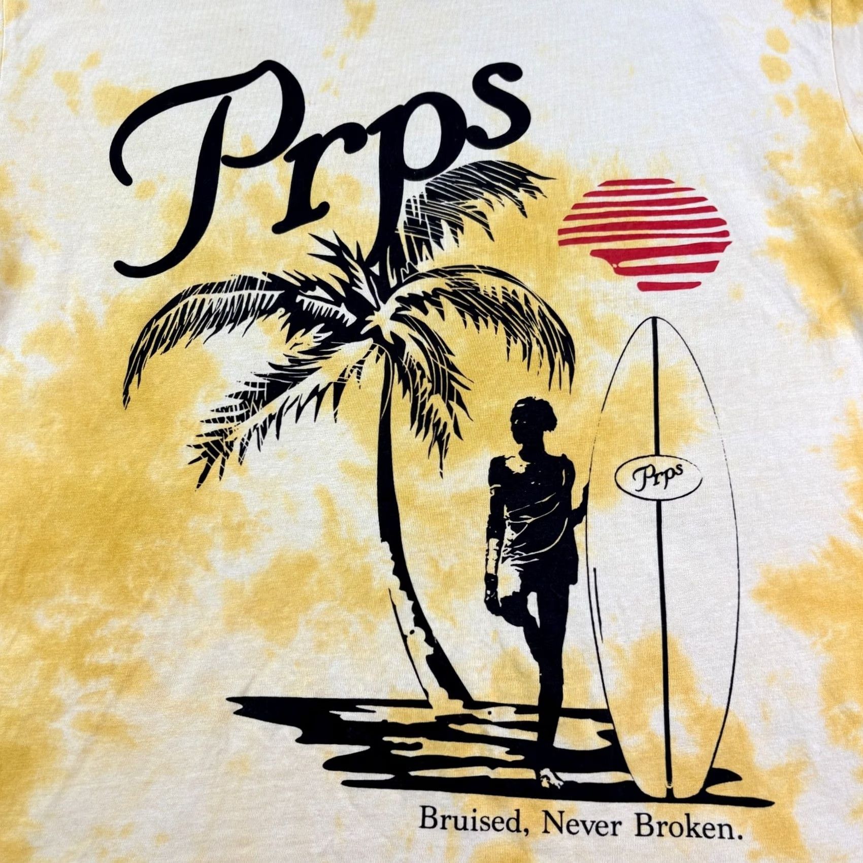 Prps PRPS Shirt Mens M Yellow Tie Dye Surf Graphic Crew Neck Short Sleeve Size US M / EU 48-50 / 2 - 2 Thumbnail