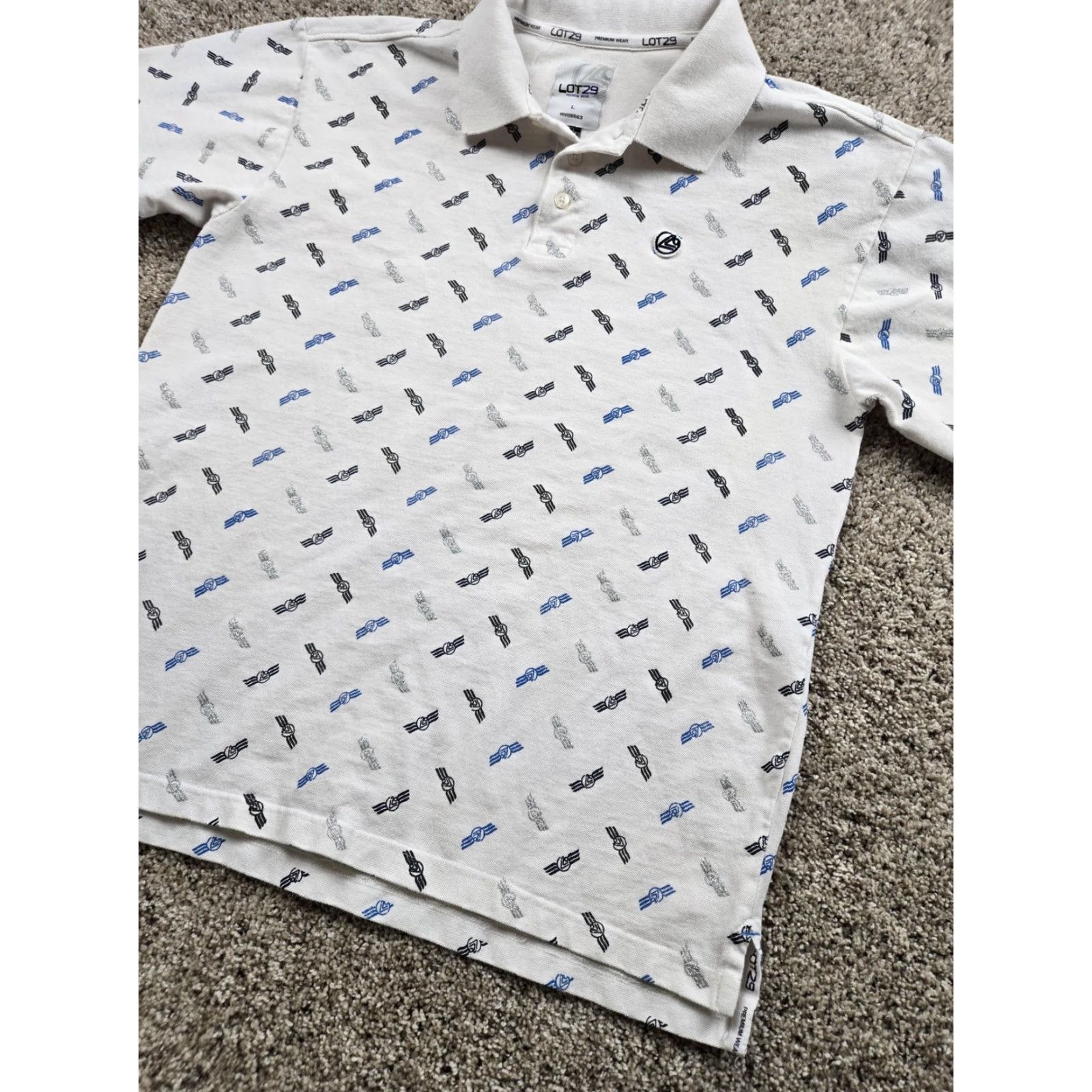 Vintage VINTAGE Lot29 Polo Shirt Mens L White Graphic Print 100% Cotton Short Sleeve Casual Hip Hop Y2K Size US L / EU 52-54 / 3 - 2 Thumbnail