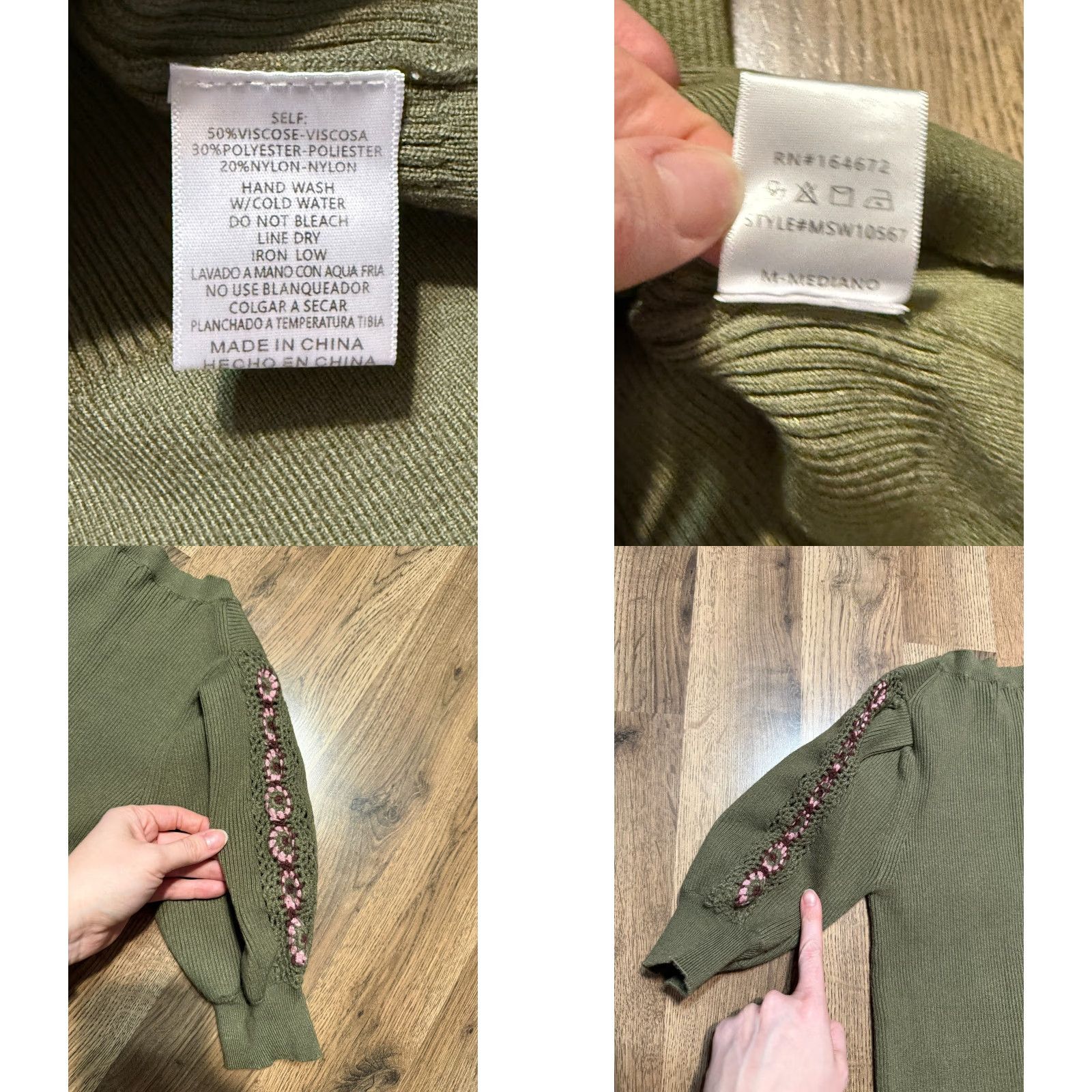 Vintage ROOLEE Shirt, Women's Medium, Green, Puffed Short Sleeve Shirt, T-Shirt, Regular, Casual, Womens Size M / US 6-8 / IT 42-44 - 8 Thumbnail