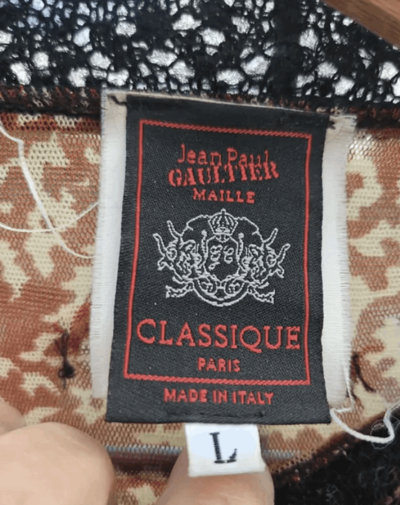 Jean Paul Gaultier × Vintage Jean Paul Gaultier Mesh Top Printed Dress Jacket Coat EX0047 Size L / US 10 / IT 46 - 5 Thumbnail