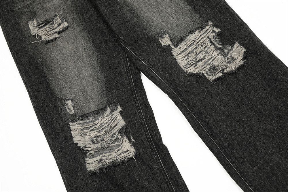 Japanese Brand × Jean Heavy distressed men's retro washed straight ripped jeans Size US 32 / EU 48 - 4 Thumbnail