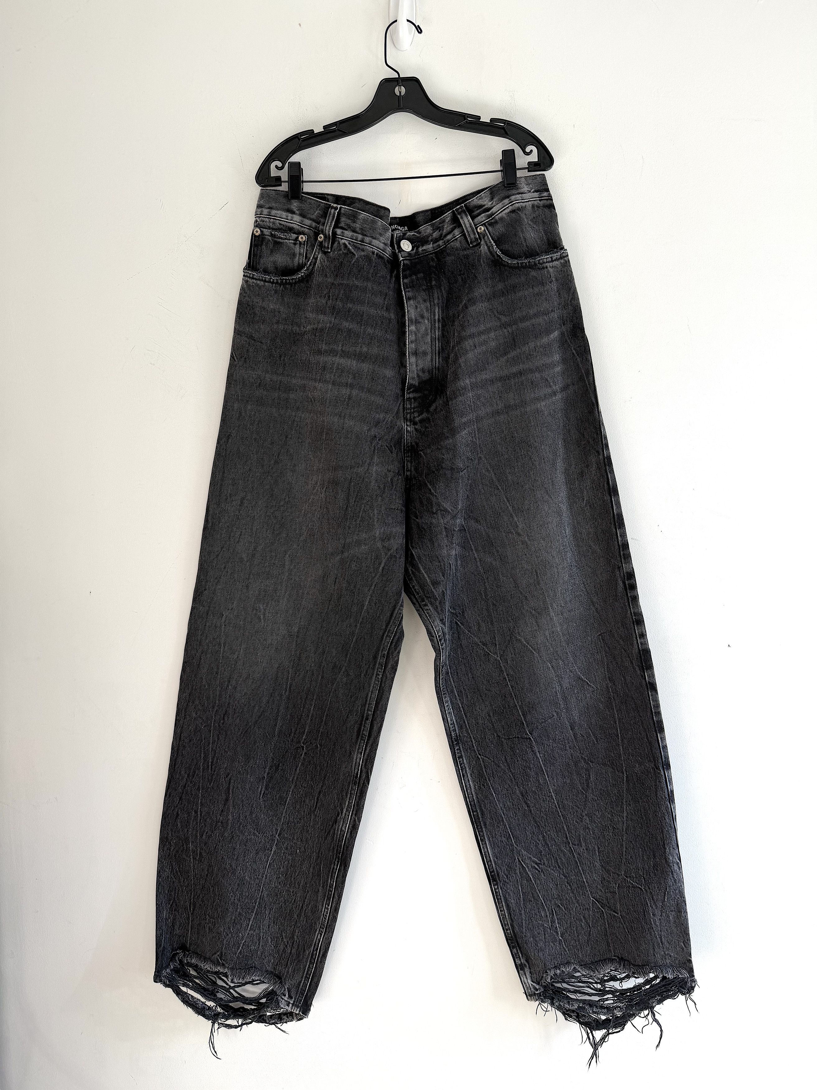 Balenciaga Balenciaga cut up baggy pants jeans black | Grailed