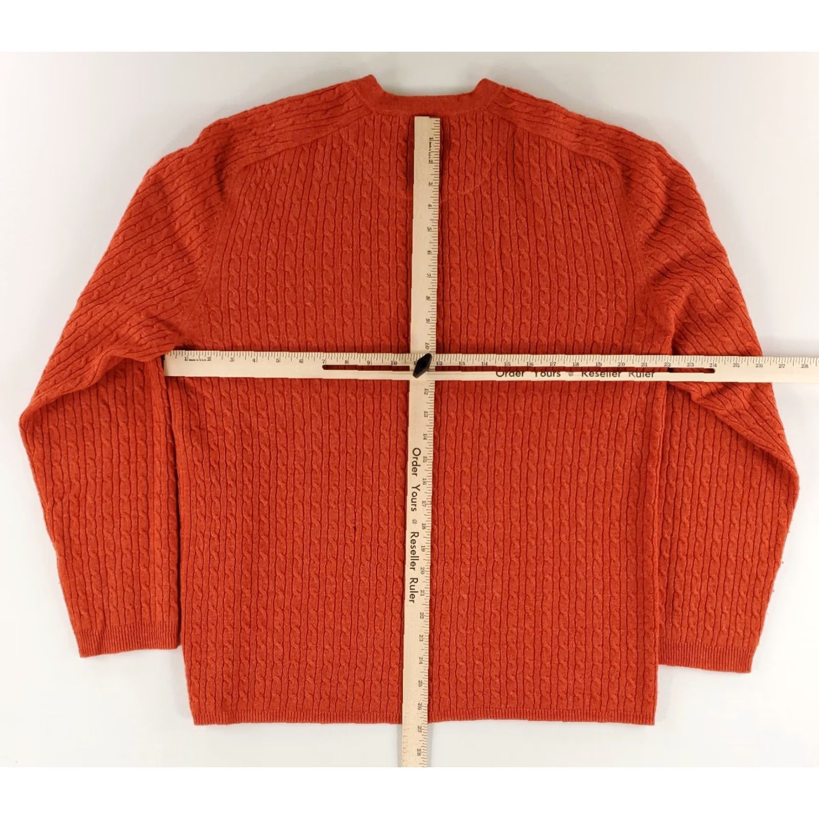 Robert Graham Robert Graham Sweater Mens L Orange Cashmere Cable Knit V Neck Size US L / EU 52-54 / 3 - 8 Thumbnail