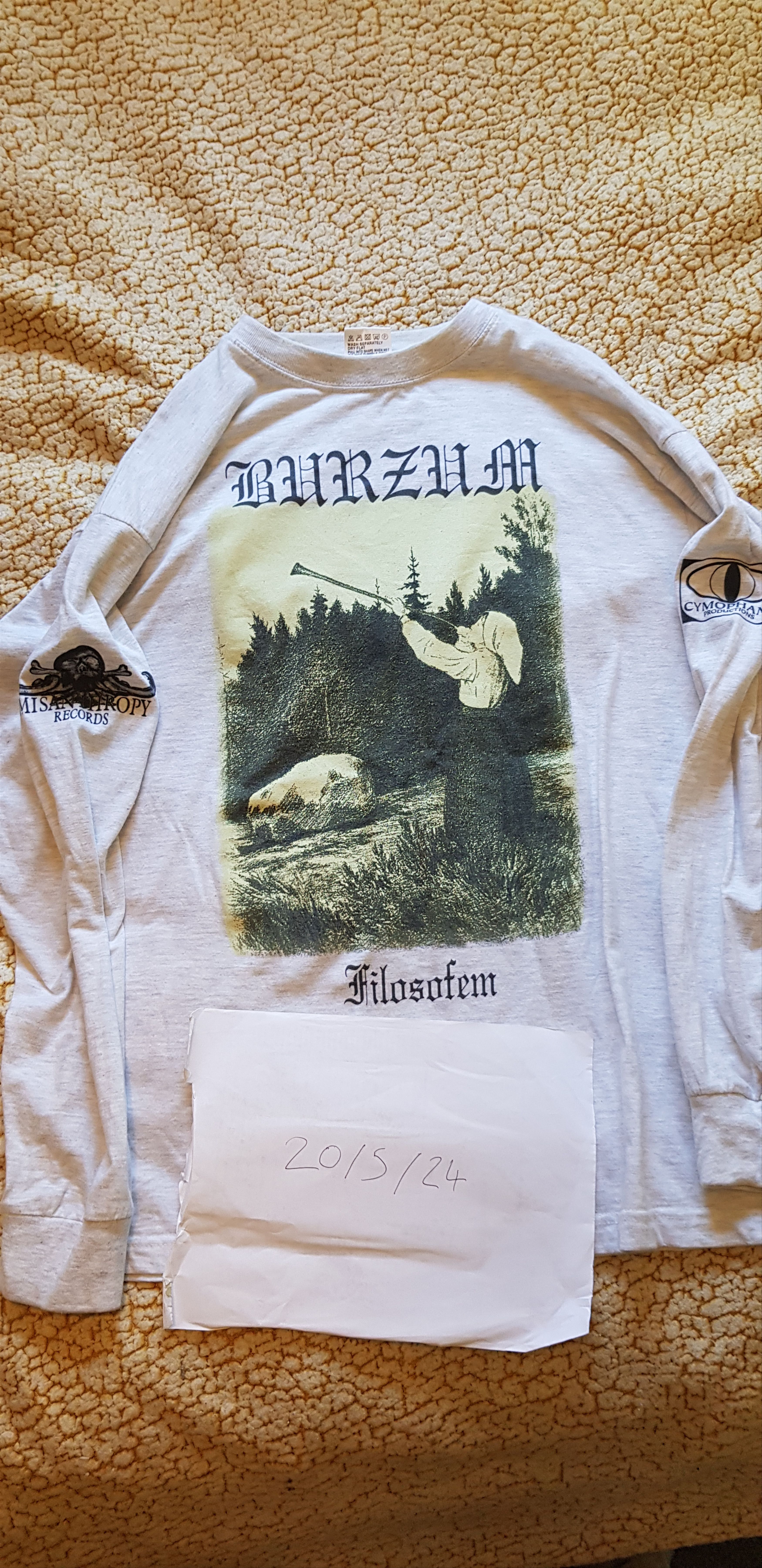 image of Original Vintage 1998 Burzum Long Sleeve in Grey, Men's (Size Large)