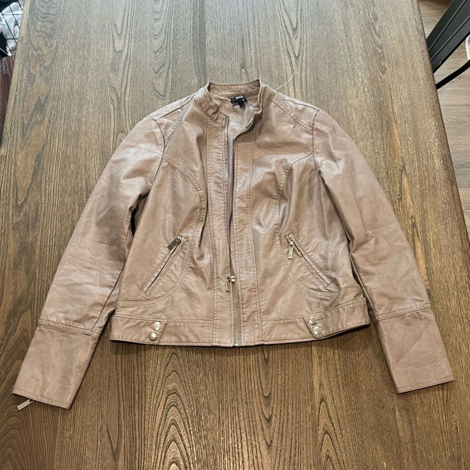Apt. 9 Apt 9 Taupe Faux Leather Motorcycle Jacket Size M Size M / US 6-8 / IT 42-44 - 1 Thumbnail