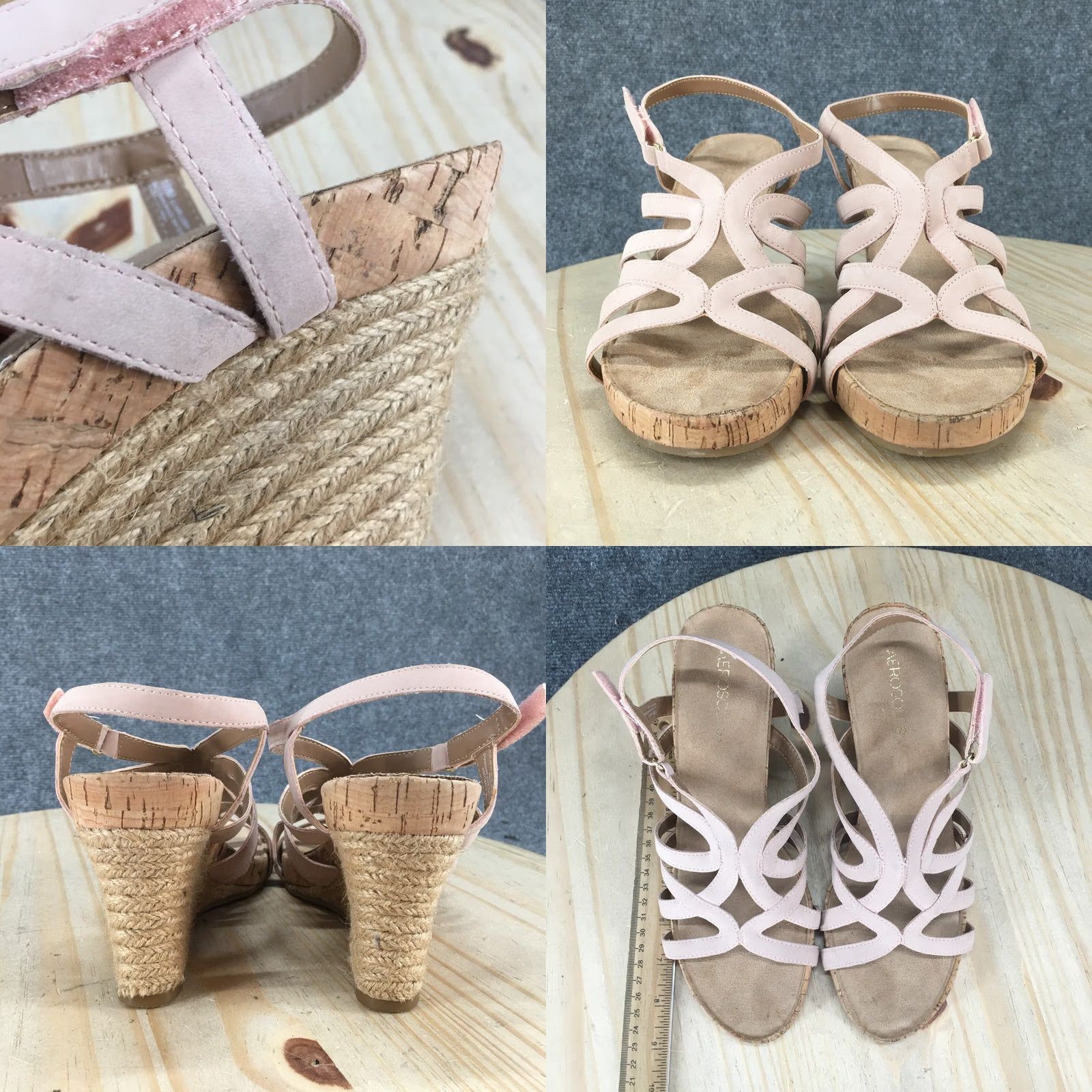 Vintage Aerosoles Sandals Womens 10 M Luxplush Slingback Pink Faux Leather Wedge Heels Size US 10 / IT 40 - 8 Thumbnail