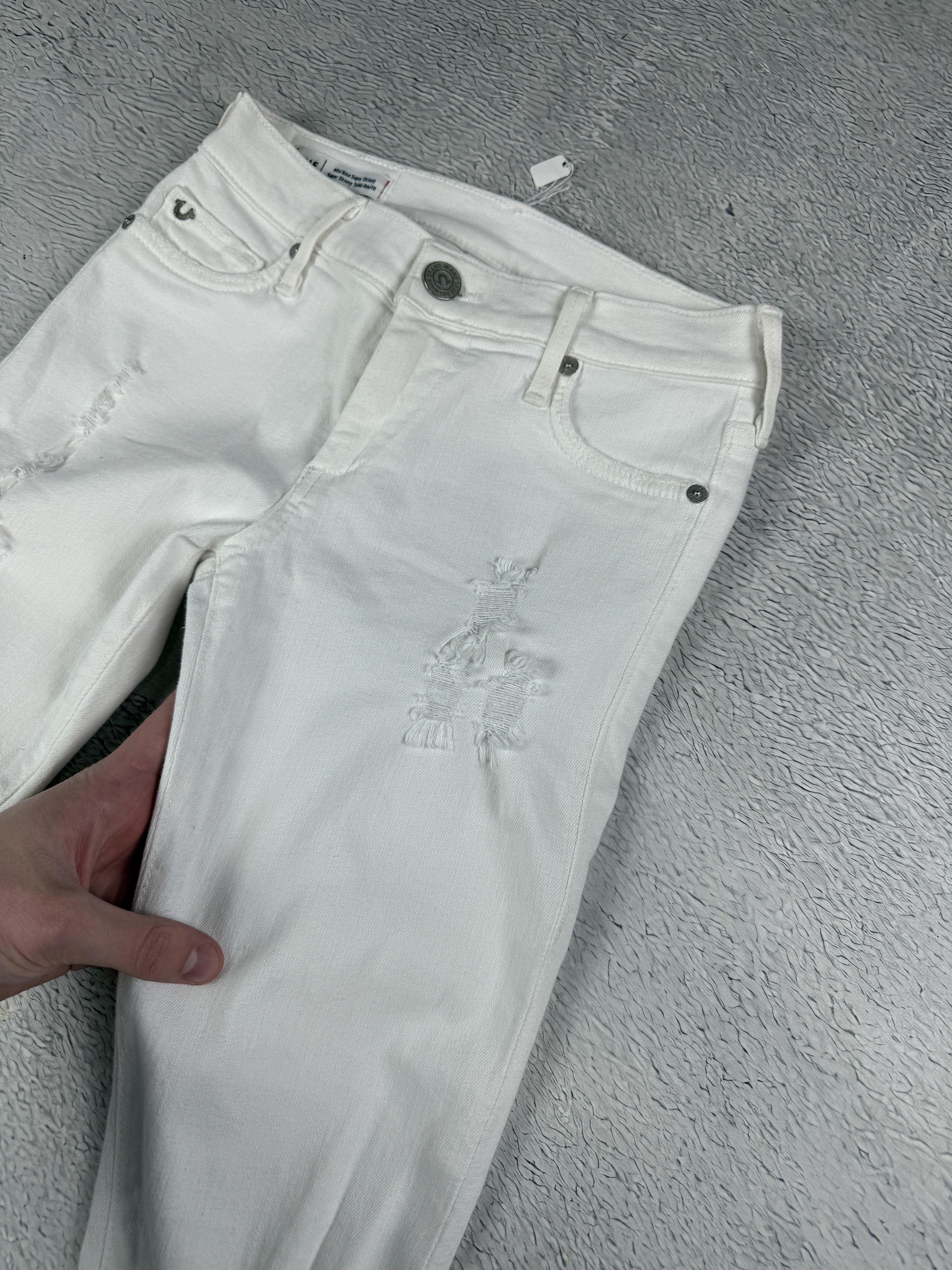True Religion True Religion Women Jeans Halle Distressed Mid Rise Skinny Size 23" - 12 Thumbnail