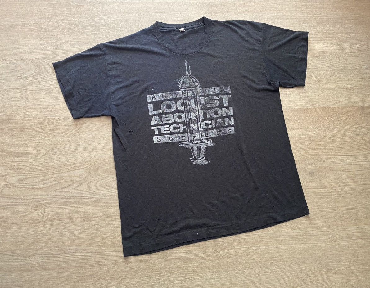 image of Band Tees x Rock Band Vintage 1987 Butthole Surfers Locust Abortion Technician Tee in Black (Size L