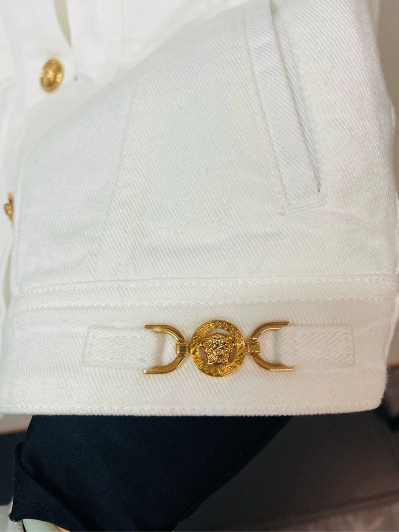 Versace Versace A cropped denim jacket with white gold buckles Size M / US 6-8 / IT 42-44 - 4 Thumbnail