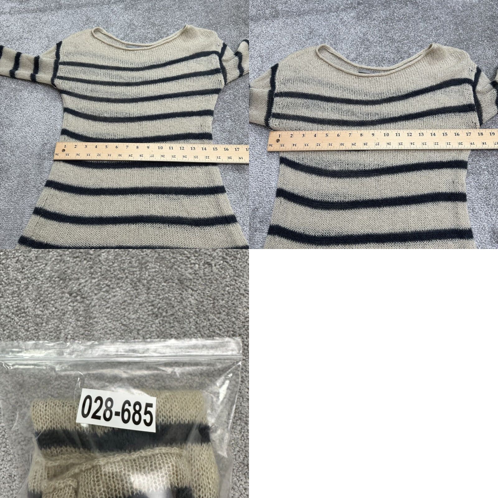 Vintage RUBBISH Lightweight Sweater Dress Women M Beige/Black Long Sleeve Knit Midi Dress, Casual, 60s-70s Vibe, Machine Washable, Classic Womens Dress Size M / US 6-8 / IT 42-44 - 8 Thumbnail