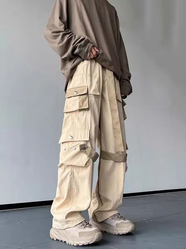 VIBE Khaki High Street Vintage Loose Fit Work Pants Size US 30 / EU 46 - 6 Thumbnail