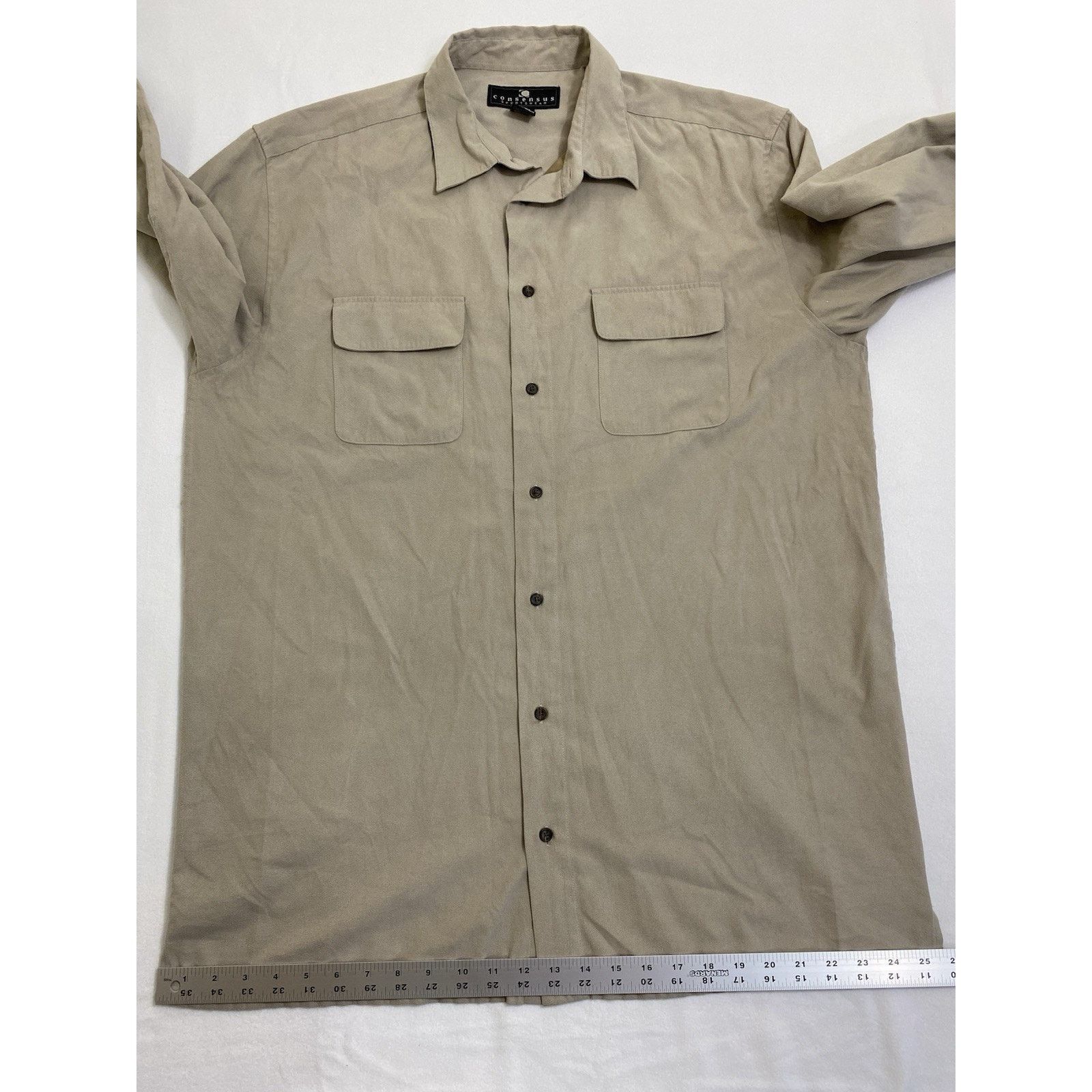 Other Men XLT Beige Faux Suede long-sleeve shirt Button Up VTG Size US XL / EU 56 / 4 - 6 Thumbnail
