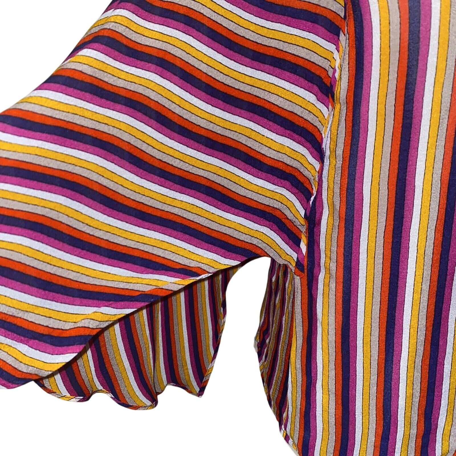 Trina Turk Trina Turk Rainbow Striped Blouse Size XS Flowy Long Sleeve Size XS / US 0-2 / IT 36-38 - 4 Thumbnail