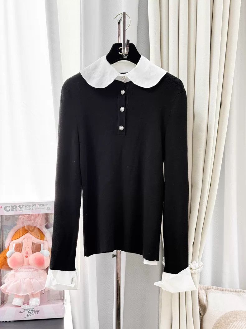 Chanel Chanel White lapel doll collar stitched wool long-sleeved Size XS / US 0-2 / IT 36-38 - 1 Thumbnail