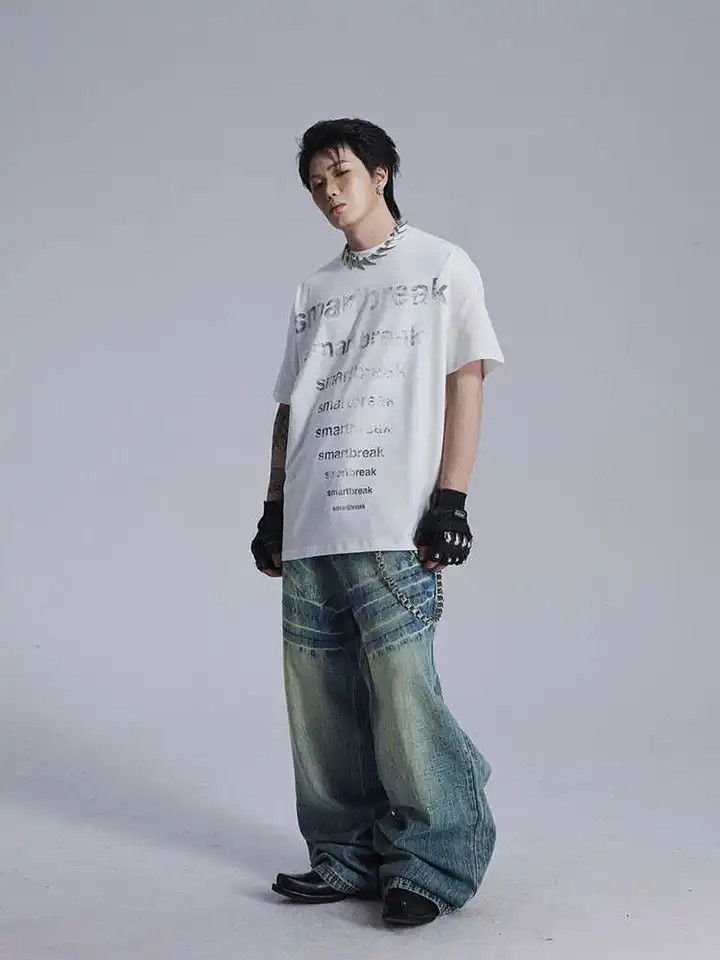 Japanese Brand × Vintage Washed Lightning Texture Cleanfit Loose Jeans Size US 26 / EU 42 - 4 Thumbnail