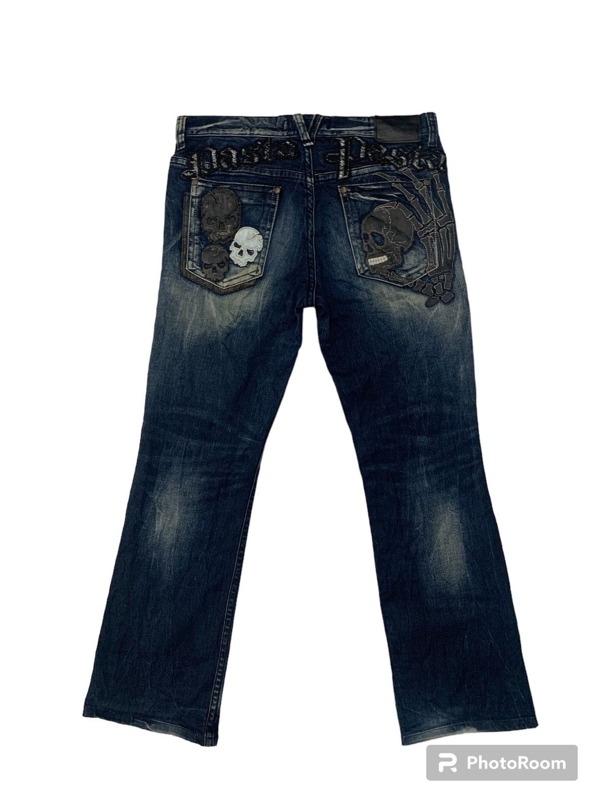 If Six Was Nine Pasta Denim jean skull skeleton design spandex pant Size US 37 - 3 Thumbnail