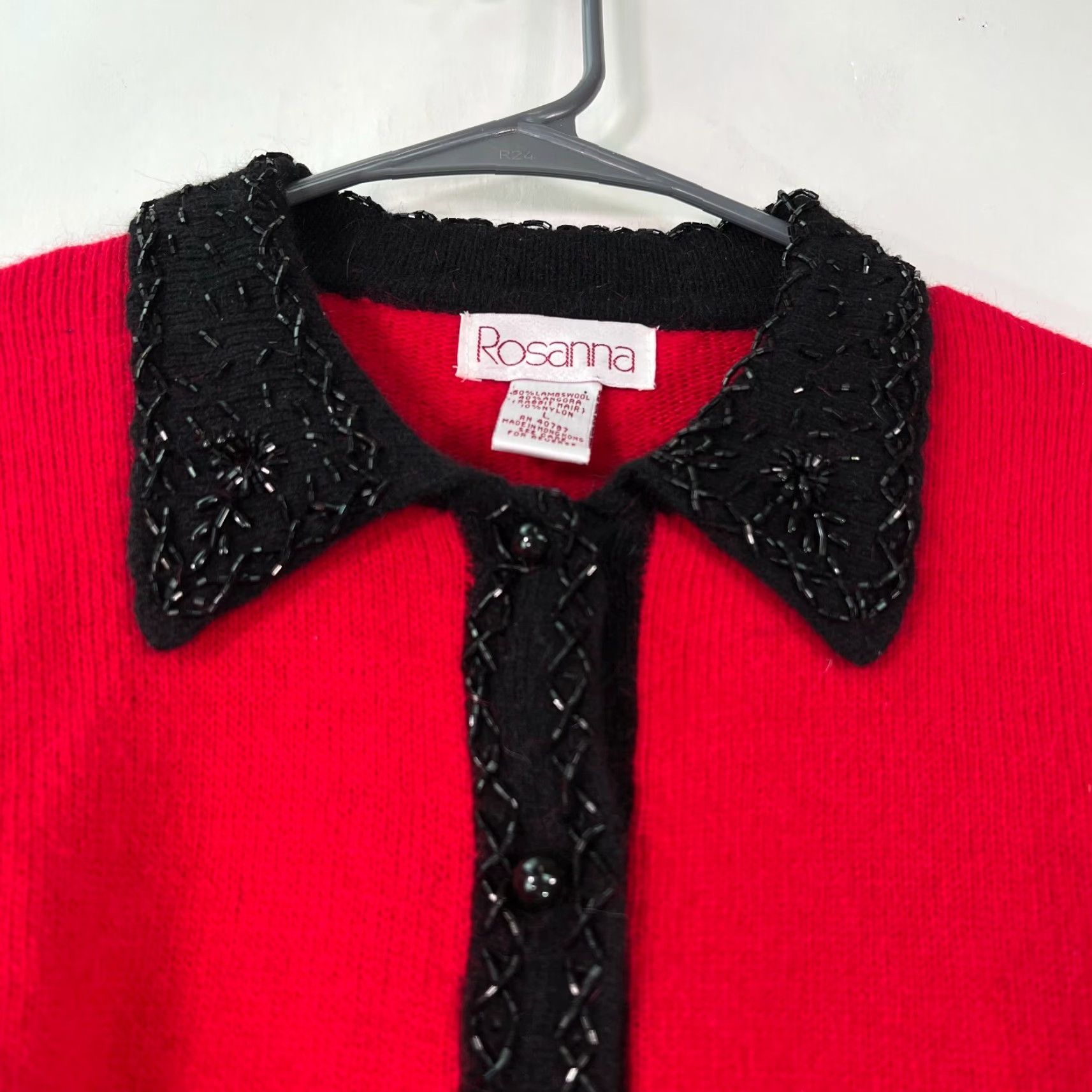 Vintage Rosanna Cardigan Sweater Womens Long Sleeves Button Front Beaded Red Size L Size L / US 10 / IT 46 - 3 Thumbnail